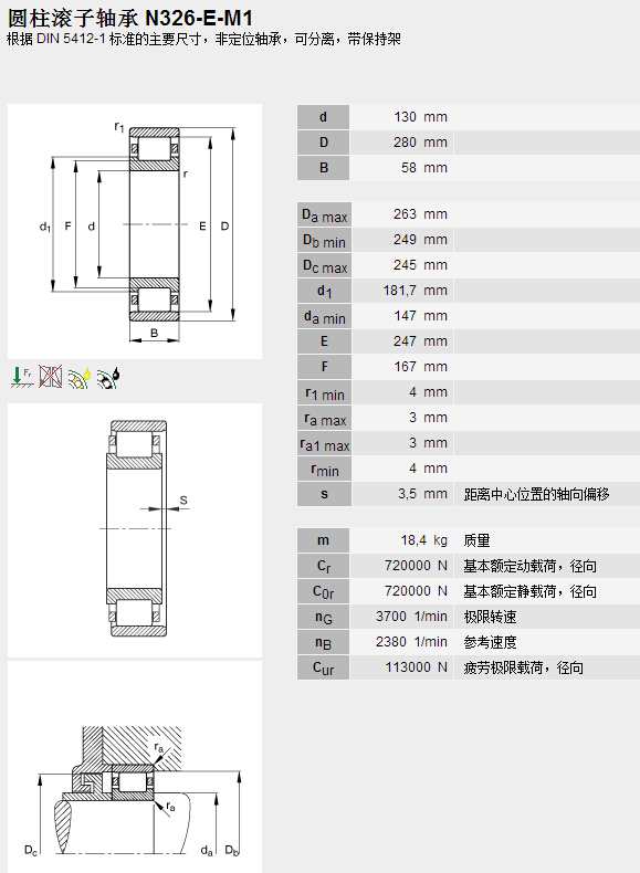 鑫宙國際貿(mào)易(上海)有限公司進口N326E.M1軸承參數(shù)資料